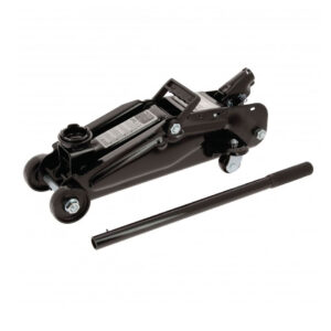 Cric hydraulique roulant professionnel noir.