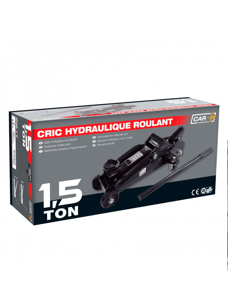 Cric hydraulique roulant 1.5 tonne emballé.