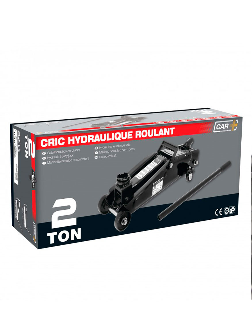 Cric hydraulique roulant 2 tonnes emballé.