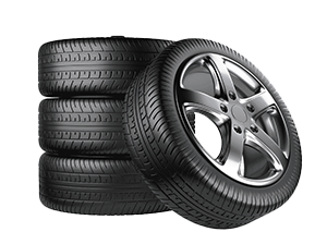 Pneus auto empilés avec jante en alliage.